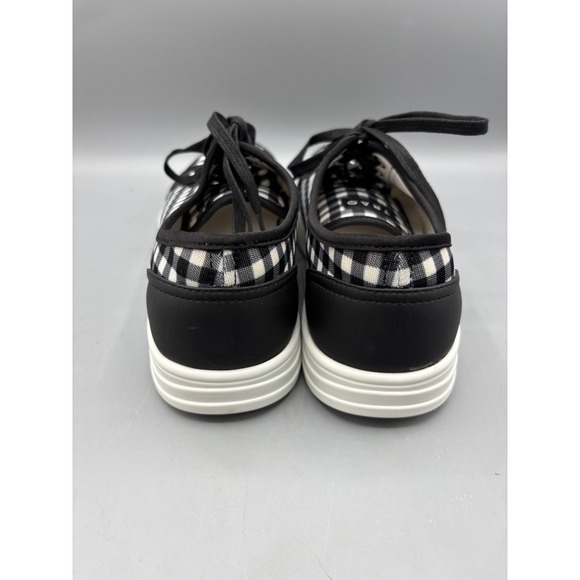 TRAQ Alegria Sneaq‎ Sneakers Womens 40 Black White Gingham Plaid Comfort Shoes - Picture 3 of 8